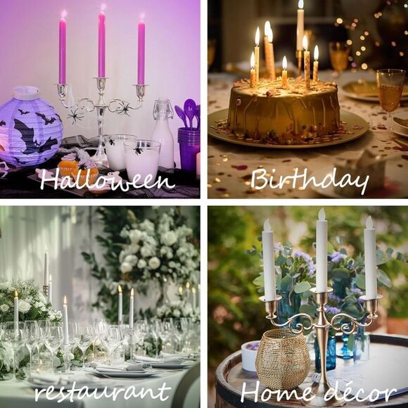 Metal Candle Holder,5 Arms Pure Black for Pillar Candles Halloween Decor New - Picture 7 of 7